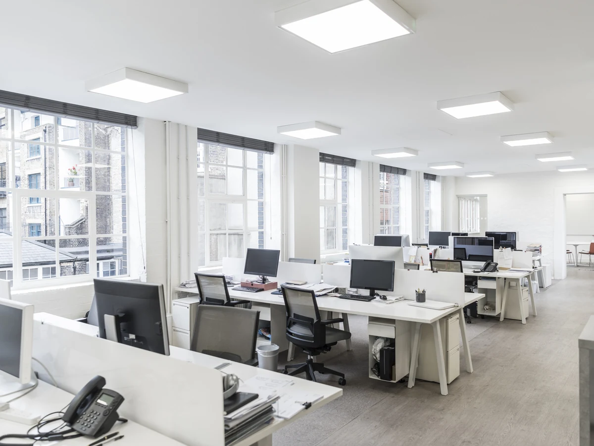 Open plan office commercial painting in Cambridge by Cambridge Decorators