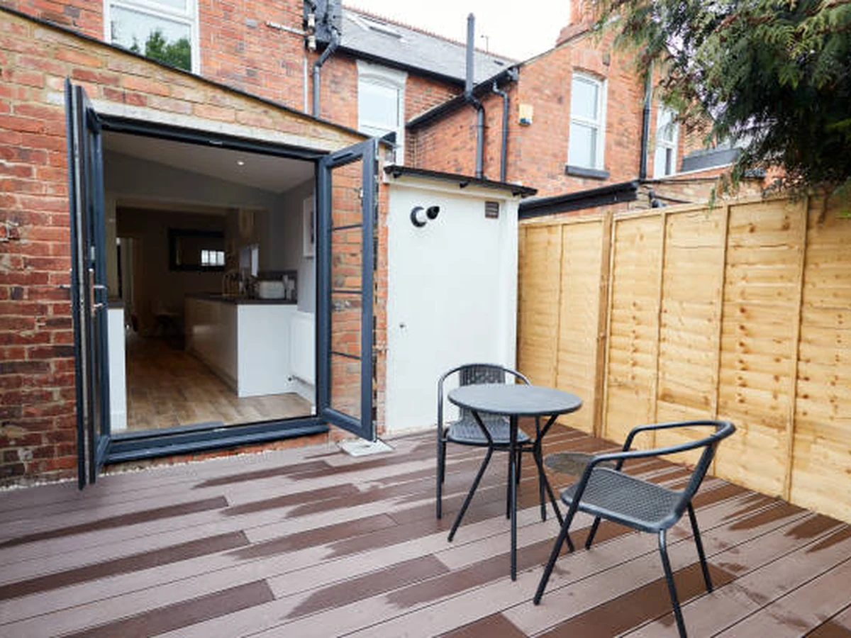 Urban terrace decking painted and treated by Cambridge Decorators