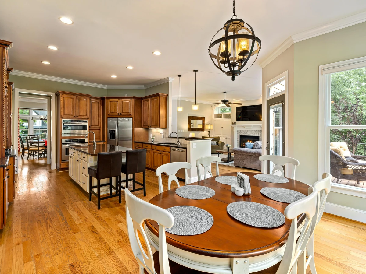 Open-plan kitchen and dining room painting in Cambridge by Cambridge Decorators