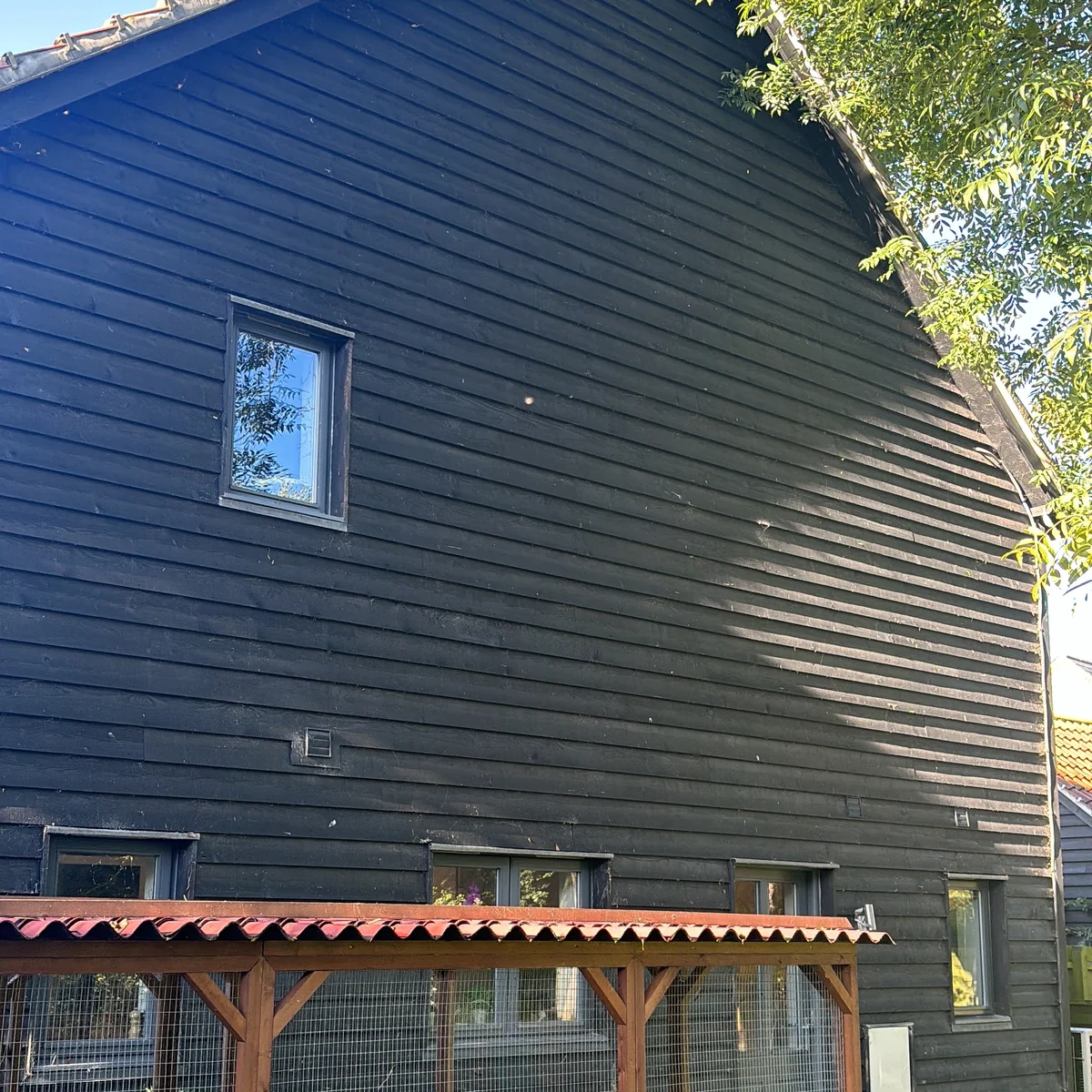 Painted timber cladding from the rear garden, Cambridge — Cambridge Decorators
