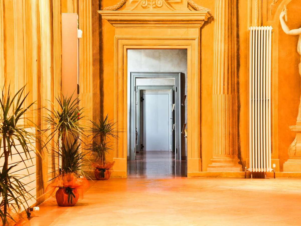 Period property hallway painting in Cambridge by Cambridge Decorators, ornate golden cornicing