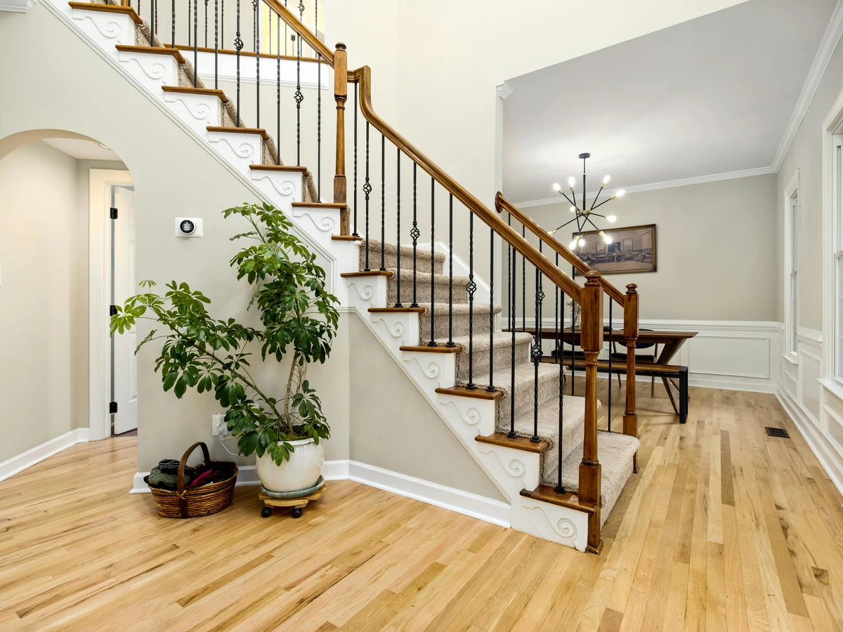 Traditional staircase wood painting in Cambridge by Cambridge Decorators